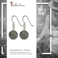 SilberDream Glitzer Ohrhänger 925 Zirkonias grau GSO202
