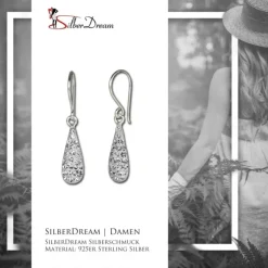 SilberDream Glitzer Ohrhänger Silber Zirkonia Kristall weiß GSO208W