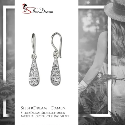 SilberDream Glitzer Ohrhänger Silber Zirkonia Kristall weiß GSO208W
