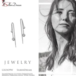 SilberDream Glitzer Ohrhänger Herzen Zirkonia weiß 925er Silber Ohrring GSO439W