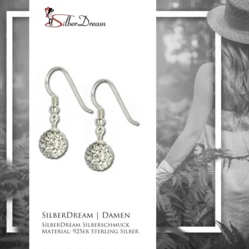 SilberDream Glitzer Ohrhänger 925 Zirkonias weiß GSO201