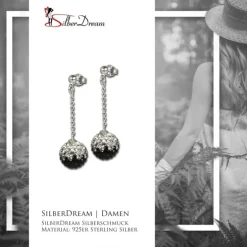 SilberDream Glitzer Ohrhänger Zirkonias schwarz GSO002