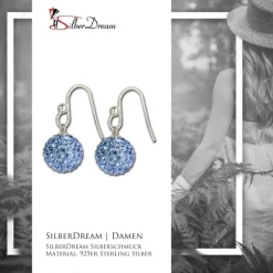 SilberDream Glitzer Ohrhänger 925 Zirkonias blau GSO203
