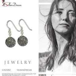 SilberDream Glitzer Ohrhänger 925 Zirkonias grau GSO202