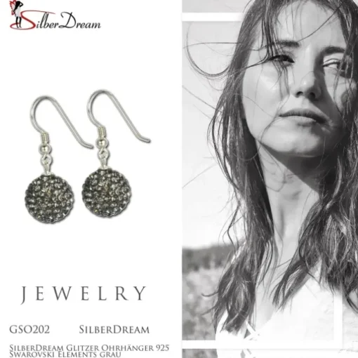 SilberDream Glitzer Ohrhänger 925 Zirkonias grau GSO202