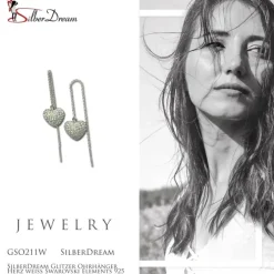 SilberDream Glitzer Ohrhänger Herz weiß Zirkonias 925 GSO211W