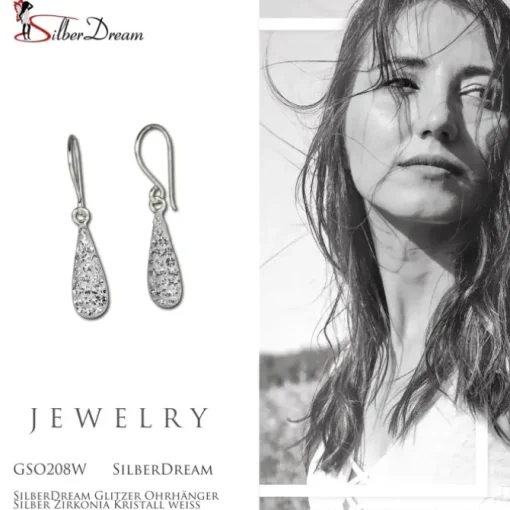 SilberDream Glitzer Ohrhänger Silber Zirkonia Kristall weiß GSO208W