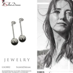 SilberDream Glitzer Ohrhänger Zirkonias schwarz GSO002