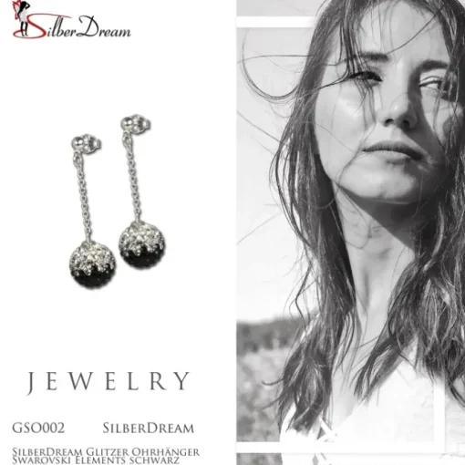 SilberDream Glitzer Ohrhänger Zirkonias schwarz GSO002