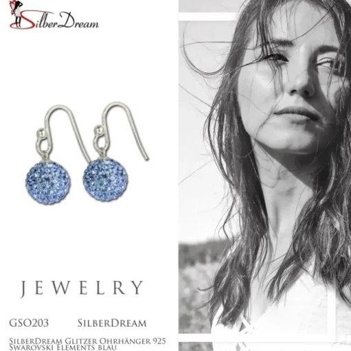 SilberDream Glitzer Ohrhänger 925 Zirkonias blau GSO203