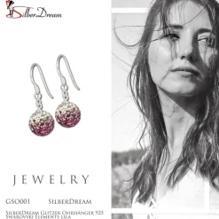SilberDream Glitzer Ohrhänger 925 Zirkonias lila GSO001