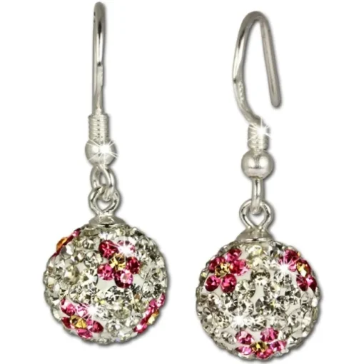 SilberDream Glitzer Ohrringe 925 Zirkonias Blume pink GSO301