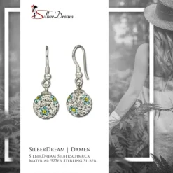 SilberDream Glitzer Ohrringe Zirkonias Blume türkis GSO302