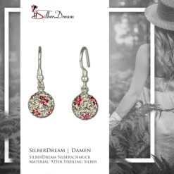 SilberDream Glitzer Ohrringe 925 Zirkonias Blume pink GSO301