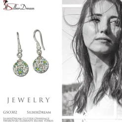 SilberDream Glitzer Ohrringe Zirkonias Blume türkis GSO302