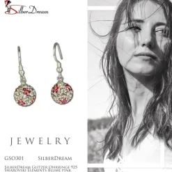 SilberDream Glitzer Ohrringe 925 Zirkonias Blume pink GSO301