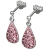 SilberDream Glitzer Ohrstecker Tropfen rosa 925 Silber GSO403P