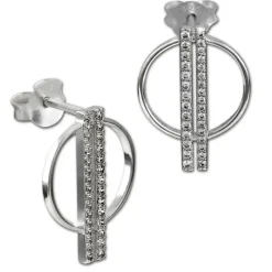 SilberDream Glitzer Ohrstecker Kreis Zirkonia weiß 925 Silber Ohrring GSO511W