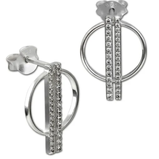 SilberDream Glitzer Ohrstecker Kreis Zirkonia weiß 925 Silber Ohrring GSO511W