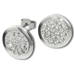 SilberDream Glitzer Ohrstecker Zirkoniascheibe weiß 925 Silber GSO219W