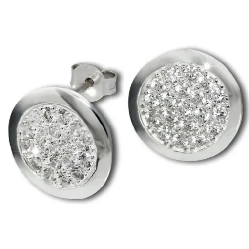 SilberDream Glitzer Ohrstecker Zirkoniascheibe weiß 925 Silber GSO219W