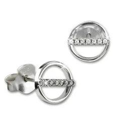 SilberDream Glitzer Ohrstecker Rund Zirkonia weiß 925 Silber Ohrring GSO509W