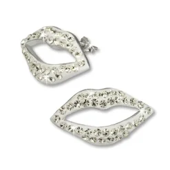 SilberDream Glitzer Ohrstecker Lippen weiß Zirkonias GSO214W