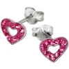 SilberDream Glitzer Ohrstecker Herz offen pink 925er Silber GSO402P