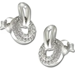 SilberDream Glitzer Ohrstecker Round weiß 925er Silber GSO486W