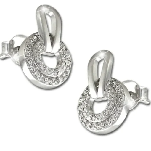 SilberDream Glitzer Ohrstecker Round weiß 925er Silber GSO486W