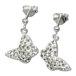SilberDream Glitzer Ohrstecker Schmetterling weiß 925 Silber GSO401W