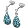 SilberDream Glitzer Ohrstecker Tropfen hellblau 925 Silber GSO403H