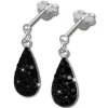 SilberDream Glitzer Ohrstecker Tropfen schwarz 925 Silber GSO403S