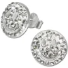 SilberDream Glitzer Ohrstecker Smiley weiß 925 Silber GSO218W