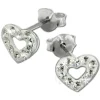 SilberDream Glitzer Ohrstecker Herz offen weiß 925er Silber GSO402W
