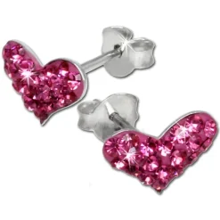 SilberDream Glitzer Ohrstecker Herz pink 925er Silber GSO404P