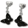 SilberDream Glitzer Ohrstecker Schmetterling schwarz Silber GSO401S