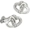 SilberDream Glitzer Ohrstecker Herzen Zirkonia weiß 925 Silber Ohrring GSO507W