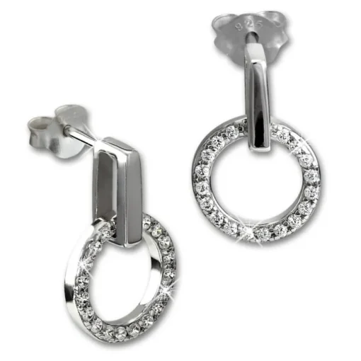 SilberDream Glitzer Ohrstecker Circle Zirkonia weiß 925 Silber Ohrring GSO508W
