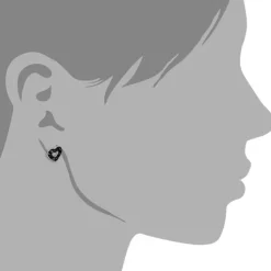 SilberDream Glitzer Ohrstecker Herz offen schwarz 925er Silber GSO402S