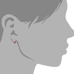 SilberDream Glitzer Ohrstecker Herz offen pink 925er Silber GSO402P