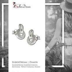 SilberDream Glitzer Ohrstecker Round weiß 925er Silber GSO486W
