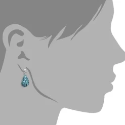 SilberDream Glitzer Ohrstecker Tropfen hellblau 925 Silber GSO403H