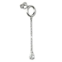 SilberDream Glitzer Ohrstecker hängender Tropfen weiß 925 Silber Ohrring GSO512W