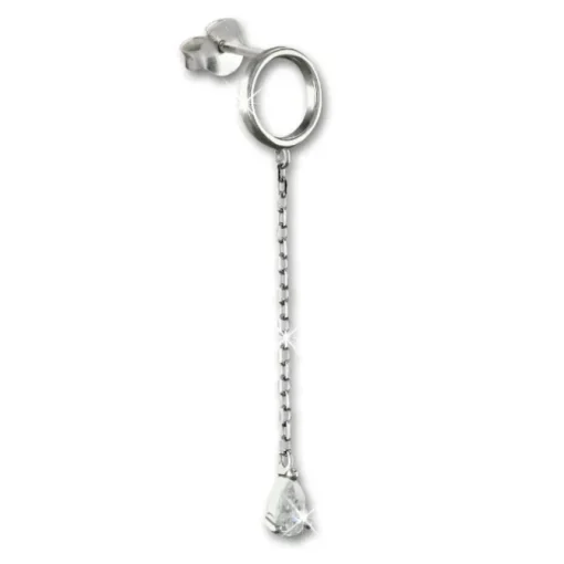 SilberDream Glitzer Ohrstecker hängender Tropfen weiß 925 Silber Ohrring GSO512W