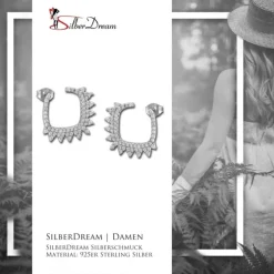 SilberDream Glitzer Ohrstecker Fancy weiß 925er Silber Damen Ohrringe GSO488W