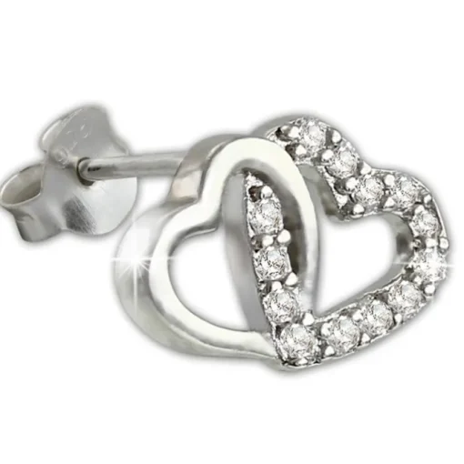 SilberDream Glitzer Ohrstecker Herzen Zirkonia weiß 925 Silber Ohrring GSO507W