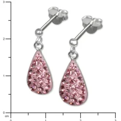 SilberDream Glitzer Ohrstecker Tropfen rosa 925 Silber GSO403P