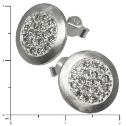 SilberDream Glitzer Ohrstecker Zirkoniascheibe weiß 925 Silber GSO219W