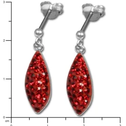 SilberDream Glitzer Ohrstecker Träne rot 925 Silber GSO400R